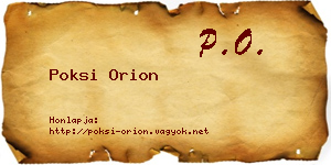 Poksi Orion névjegykártya
